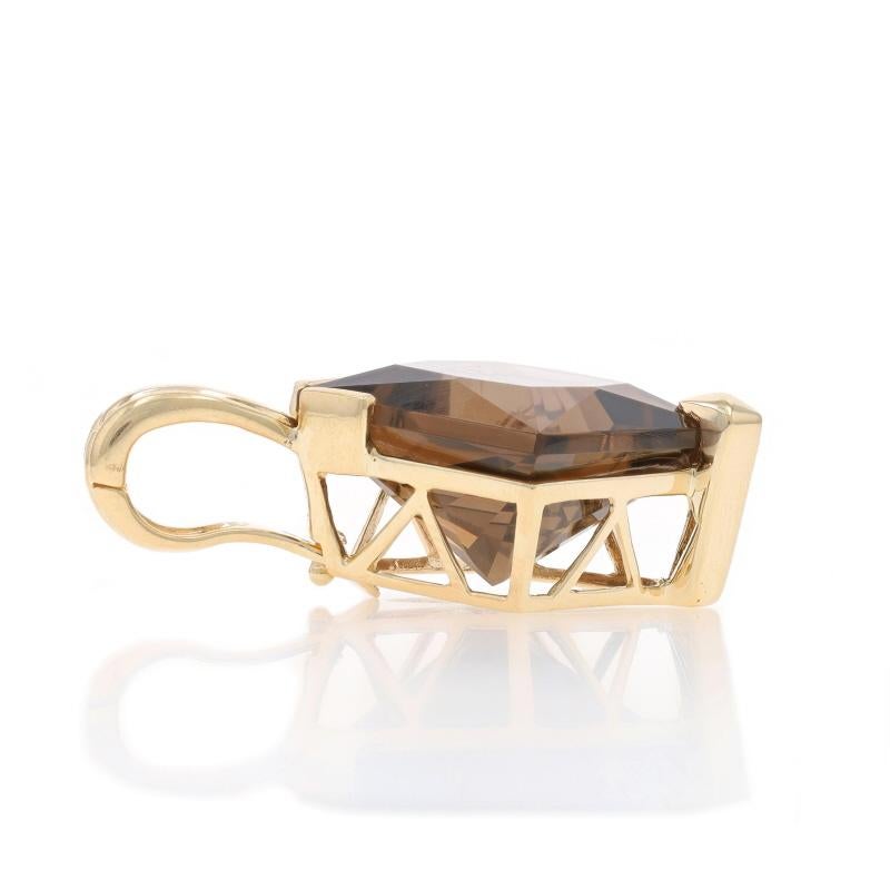 Taille carrée Pendentif en or jaune avec solitaire en quartz fumé - 14k Square 7.90ct en vente