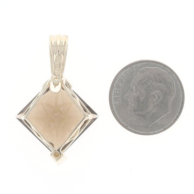 Pendentif en or jaune avec solitaire en quartz fumé - 14k Square 7.90ct Excellent état - En vente à Greensboro, NC