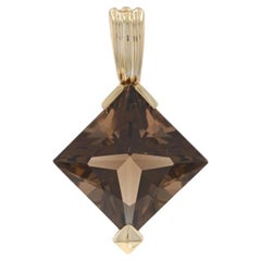 Ciondolo con solitario di quarzo fumé in oro giallo - 14k quadrato 7,90ct