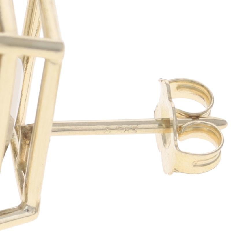 Yellow Gold Smoky Quartz Stud Earrings - 14k Emerald 14.50ctw Pour femmes en vente