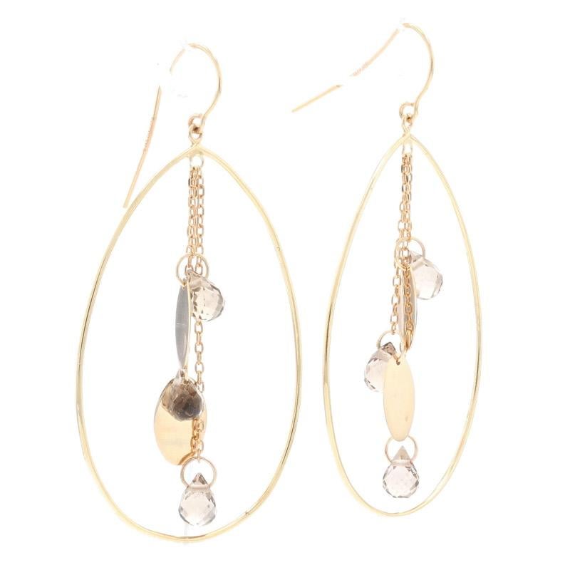 Give your tried-and-true dressy ensembles a glamorous new look when you accessorize with these chic earrings! Fashioned in 14k yellow gold, this set is comprised of large teardrop-shaped hoops and dangling cable chains adorned with polished gold
