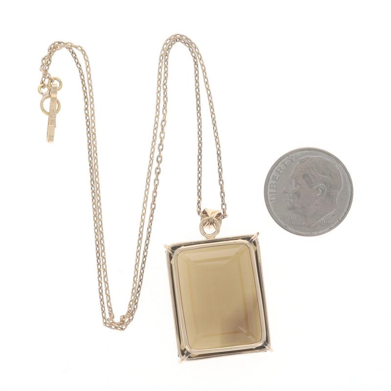 Collana solitario vintage in oro giallo con quarzo fumé 14 1/2