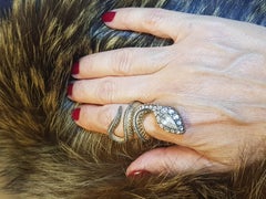 Yellow Gold Snake Rose Cut Diamond Ring