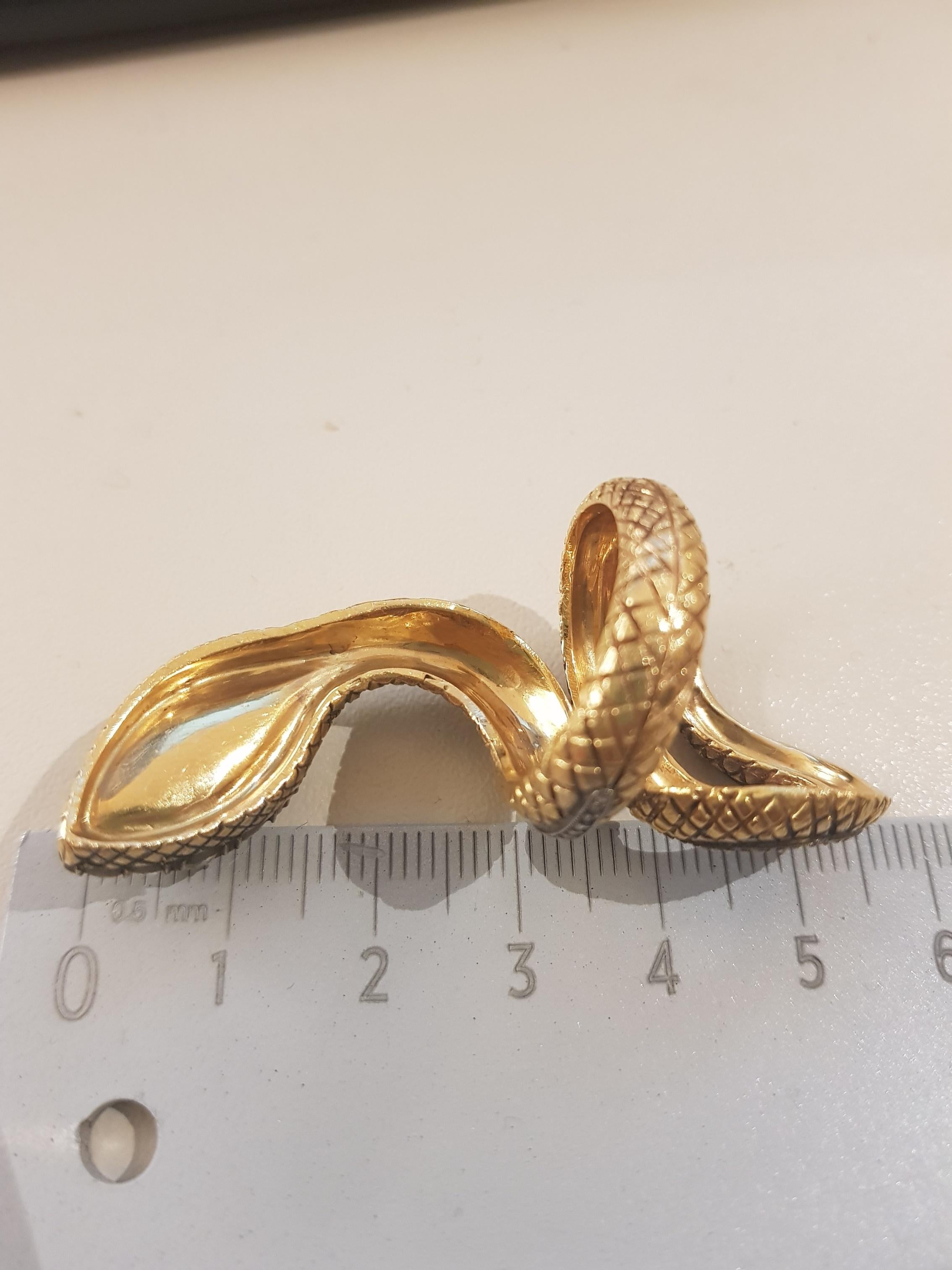 Yellow Gold Snake Rose Cut Diamond Ring In New Condition For Sale In Findikli, Beyoglu