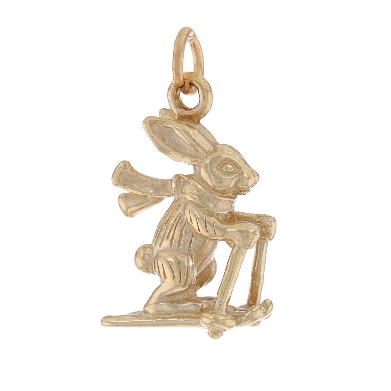 Metal Content: 14k Yellow Gold

Theme: Snow Bunny, Skiing Rabbit, Winter Sports

Measurements

Tall (from stationary bail): 3/4
