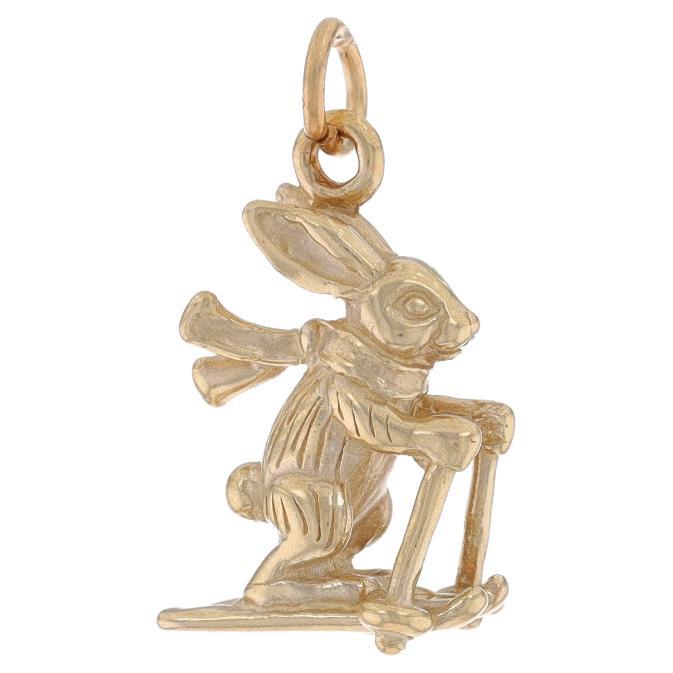 Yellow Gold Snow Bunny Charm - 14k Skiing Rabbit Winter Sports For Sale