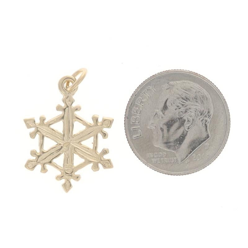 Women's Yellow Gold Snowflake Charm - 14k Winter Weater Snow Day Pendant For Sale