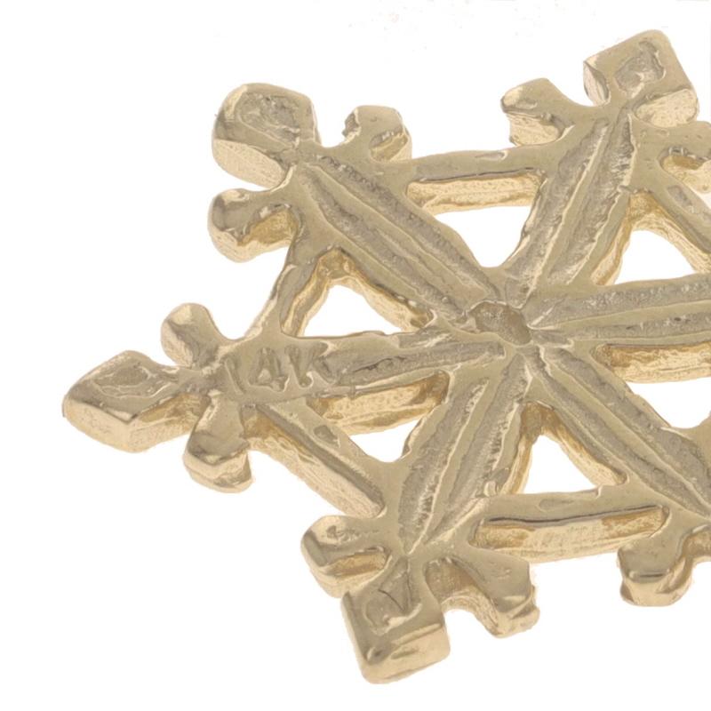 Yellow Gold Snowflake Charm - 14k Winter Weater Snow Day Pendant For Sale 1