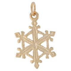 Breloque flocon de neige des neiges, pendentif jour de neige en or jaune 14 carats