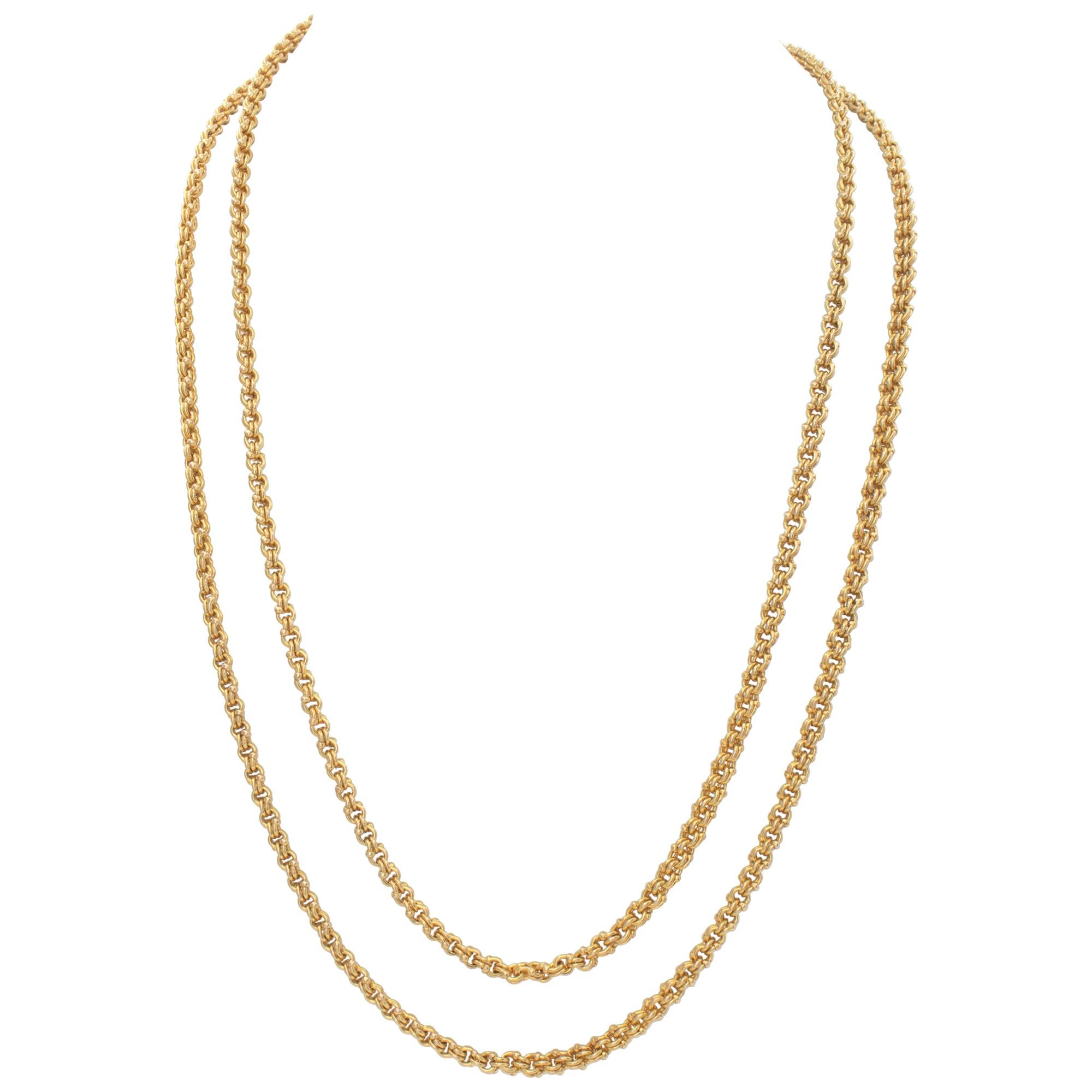 Vintage & versitile! wear with this necklace of made up of tightly woven 14k yellow gold links many different ways! Can be worn with an Opera length 62