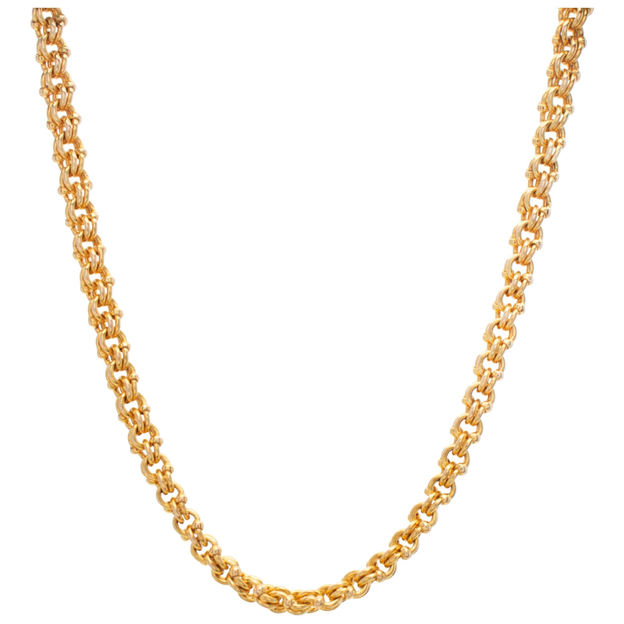 Yellow gold solid long necklace For Sale