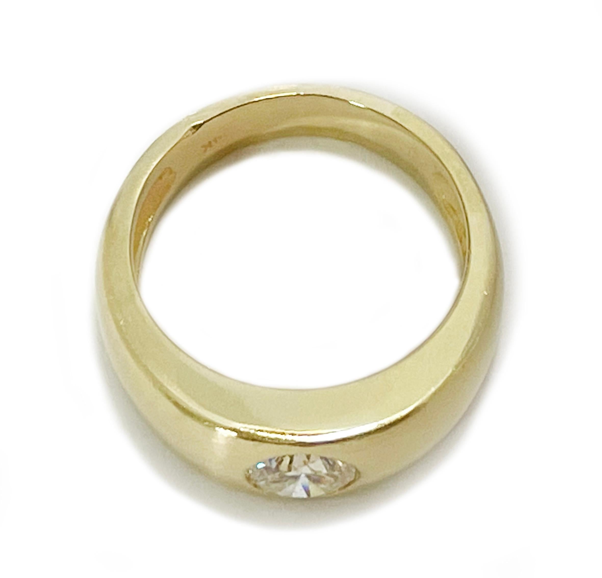 Modern Yellow Gold Solitaire Diamond Ring For Sale
