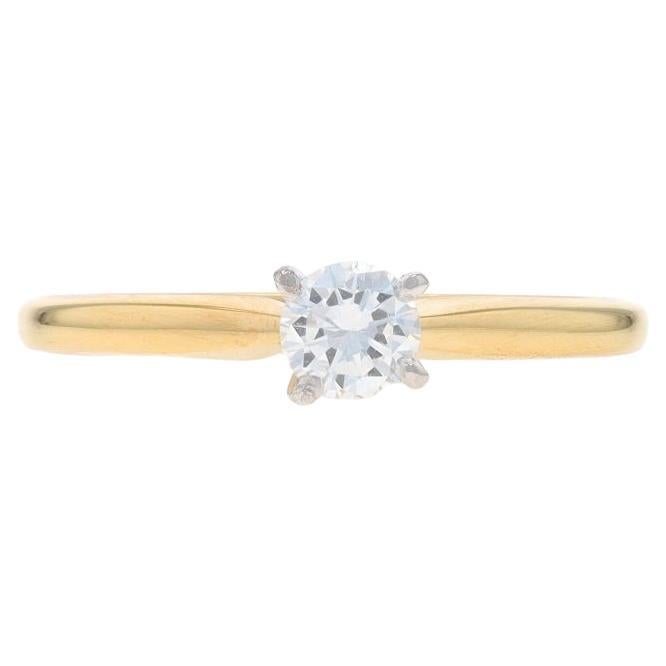 Anillo de compromiso solitario de oro amarillo 18k brillante redondo .25ct Anillo de compromiso