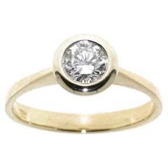 Vintage Yellow Gold Solitaire Diamond Ring HRD Certified