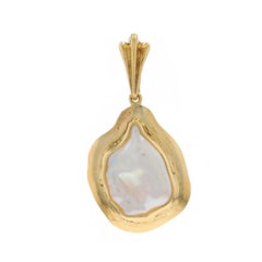 Gelbgold Südsee Barock Perle Organische Form Anhänger 18k