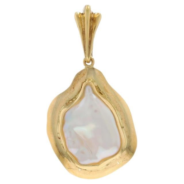 Gelbgold Südsee Barock Perle Organische Form Anhänger 18k