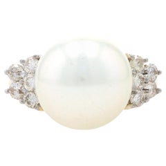Yellow Gold South Seas Pearl 
Diamond Ring - 14k Round Brilliant .50ctw 12.8mm