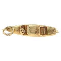 Yellow Gold Speedboat Charm - 14k Motorboat Water Transportation