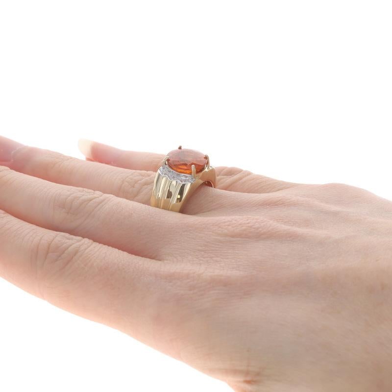 De las mujeres Anillo de oro amarillo con diamantes y granate espesartita - 14k Oval de 4,15ctw acanalado en venta