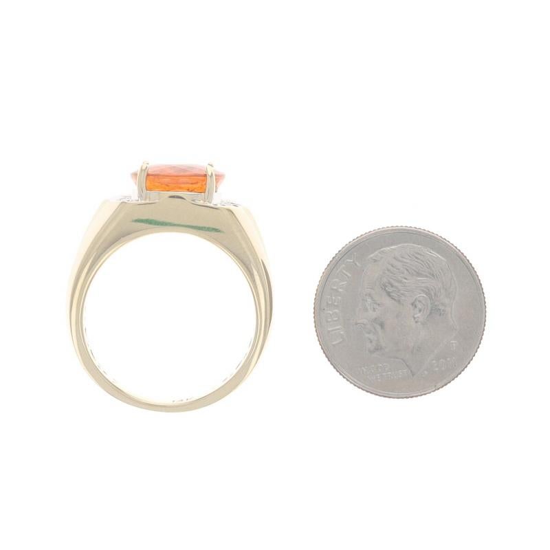 Anillo de oro amarillo con diamantes y granate espesartita - 14k Oval de 4,15ctw acanalado en venta 1
