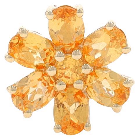 Pendentif en or jaune grenat spessartite - 10k Oval & Round .75ctw Flower