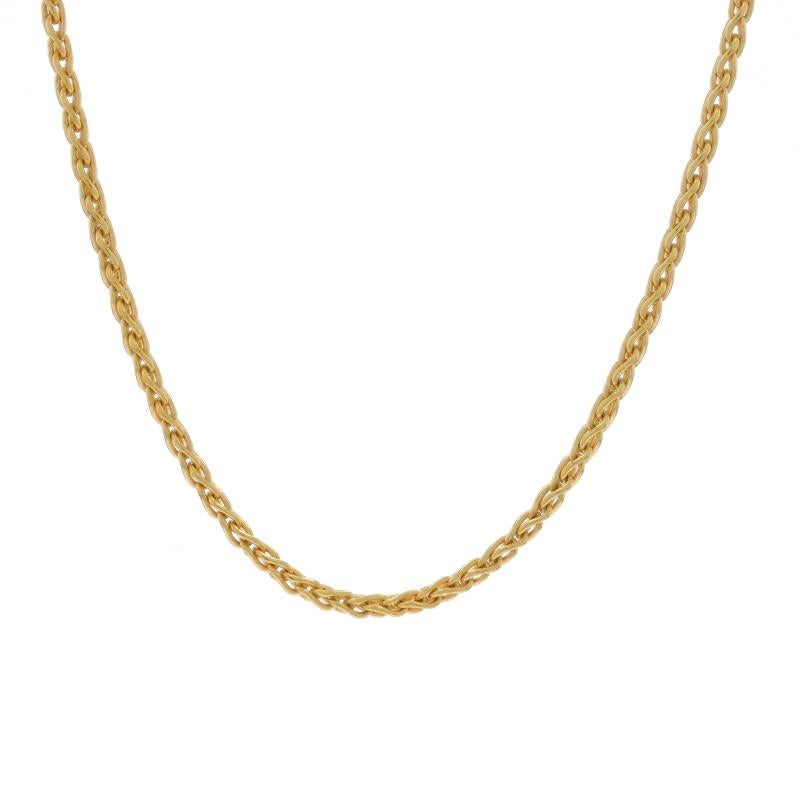 Metallgehalt: 18k Gelbgold

Kette Stil: Spiga
Halskette Stil: Kette
Verschluss-Typ: Karabinerhakenverschluss

Messungen

Länge: 18