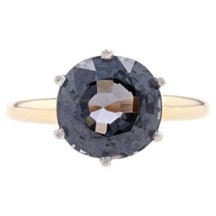 Yellow Gold Spinel Cocktail Solitaire Ring - 14k Cushion 4.05ct Engagement
