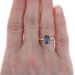 Yellow Gold Spinel Engagement Solitaire Ring, 14k Oval Cut 2.31ct