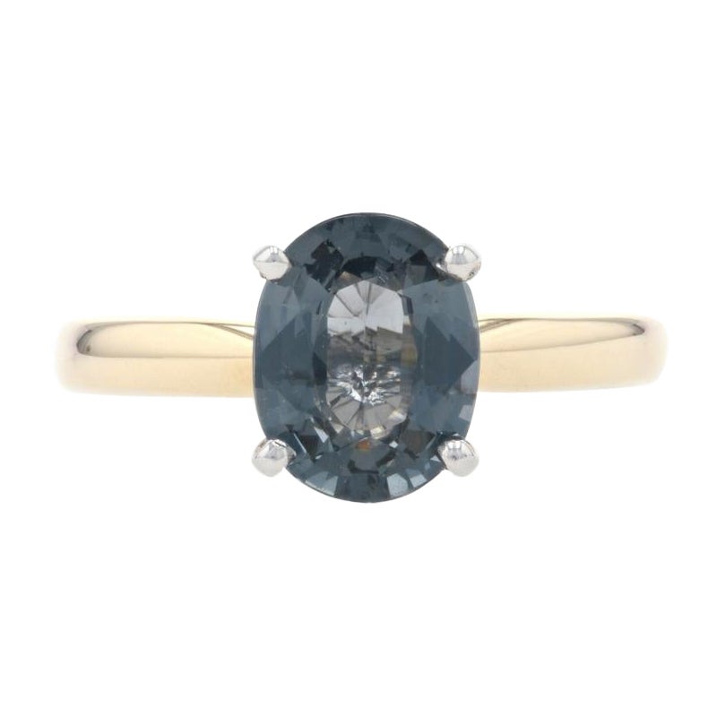 Anillo solitario de compromiso de oro amarillo con espinela, 14k talla oval 2,31ct