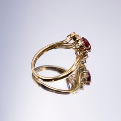 Yellow Gold Spinel Ribbed Diamond Ring