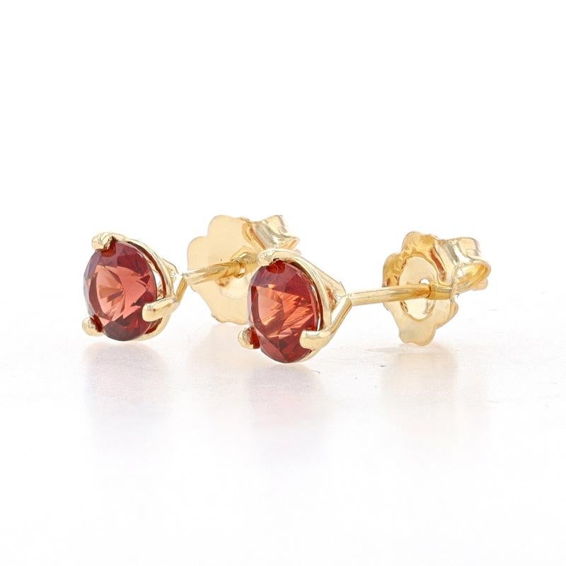 Round Cut Yellow Gold Spinel Stud Earrings - 14k Round 1.20ctw Pierced For Sale