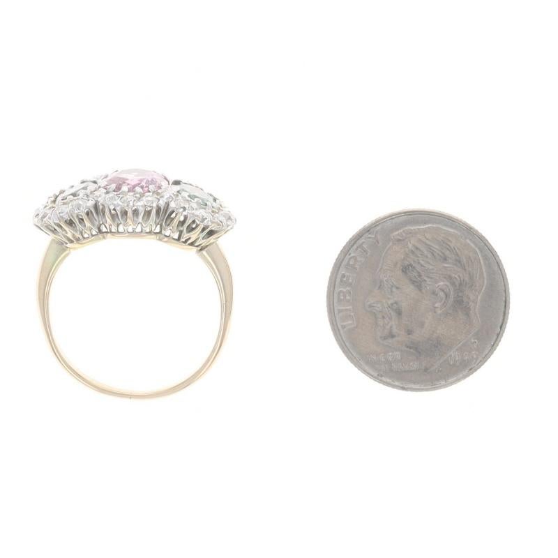 Bague Art Deco en or jaune Spinelle Tourmaline Diamant - 14k Oval 3.25ctw Vintage en vente 1