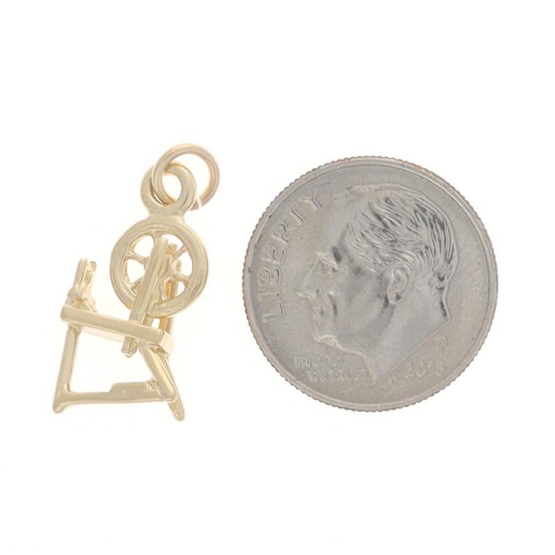 Women's or Men's Yellow Gold Spinning Wheel Charm - 14k Textile Arts For Sale