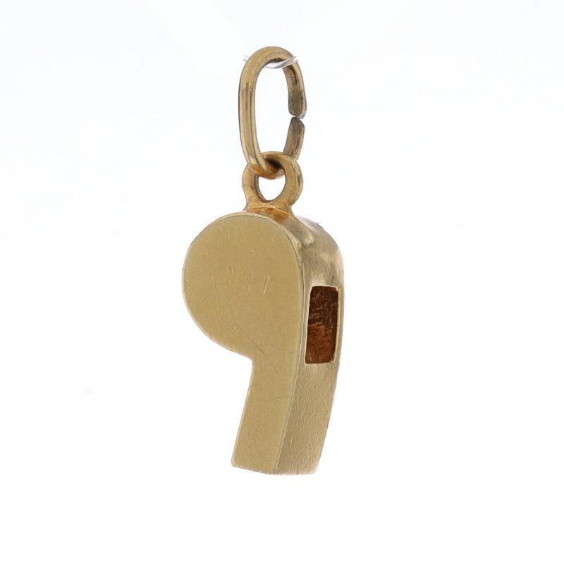 Metal Content: 14k Yellow Gold

Theme: Sports Whistle, Referee, Coach

Measurements
Tall (from stationary bail): 21/32