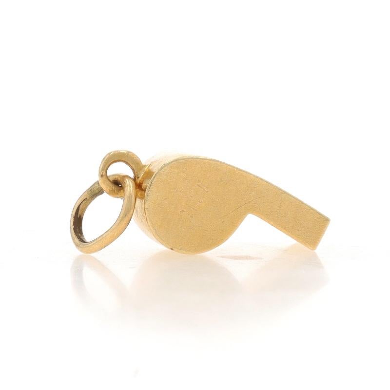 Yellow Gold Sports Whistle Charm - 14k Referee Coach's Gift In Excellent Condition For Sale In Greensboro, NC