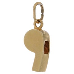 Retro Yellow Gold Sports Whistle Charm - 14k Referee Coach's Gift