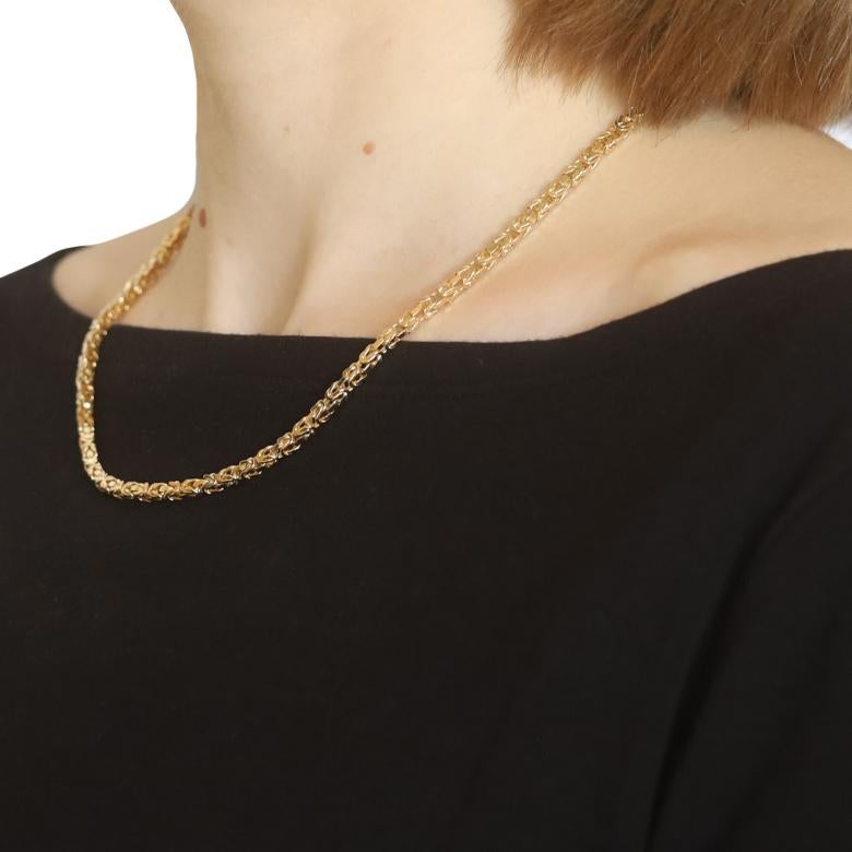 Yellow Gold Square Byzantine Chain Necklace 18 1/4