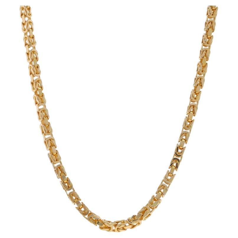 Yellow Gold Square Byzantine Chain Necklace 18 1/4" - 14k Italy For Sale