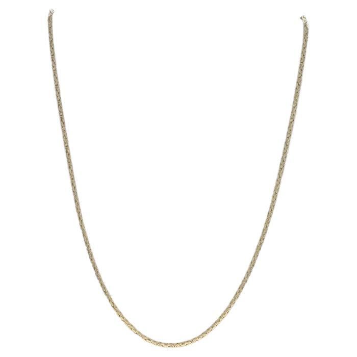 Yellow Gold Square Byzantine Chain Necklace 23 3/4" - 10k For Sale
