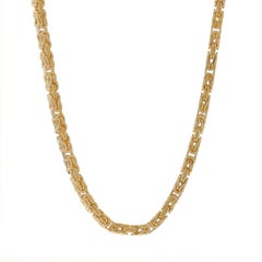 Yellow Gold Square Byzantine Chain Necklace 24 3/4" - 14k Italy