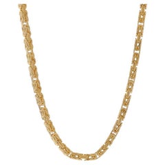 Yellow Gold Square Byzantine Chain Necklace 24 3/4" - 14k Italy