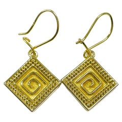 Yellow Gold Square Dangle Earrings