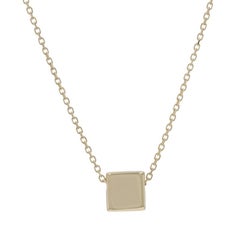 Yellow Gold Square Pendant Necklace 18" - 14k