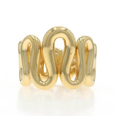 Yellow Gold Squiggle Wave Statement Ring - 18k SZ 4 1/2