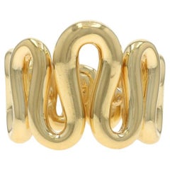 Yellow Gold Squiggle Wave Statement Ring - 18k SZ 4 1/2