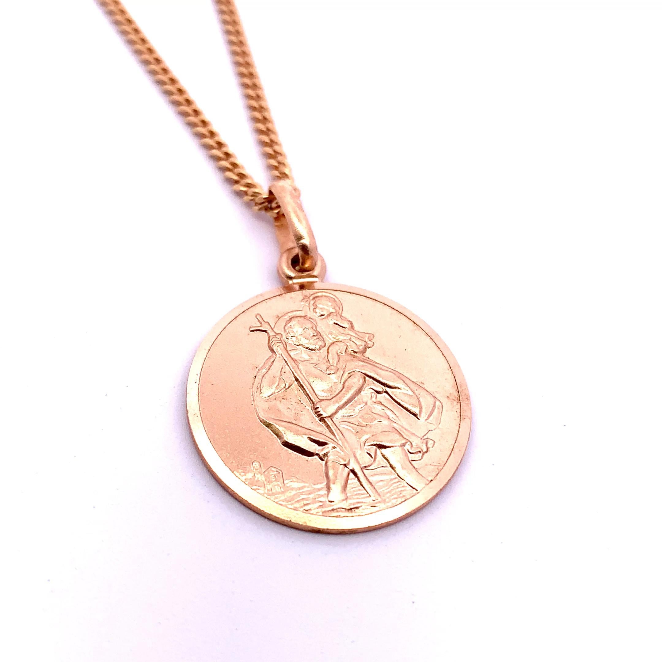 Yellow gold St. Christopher coin pendant necklace For Sale 2