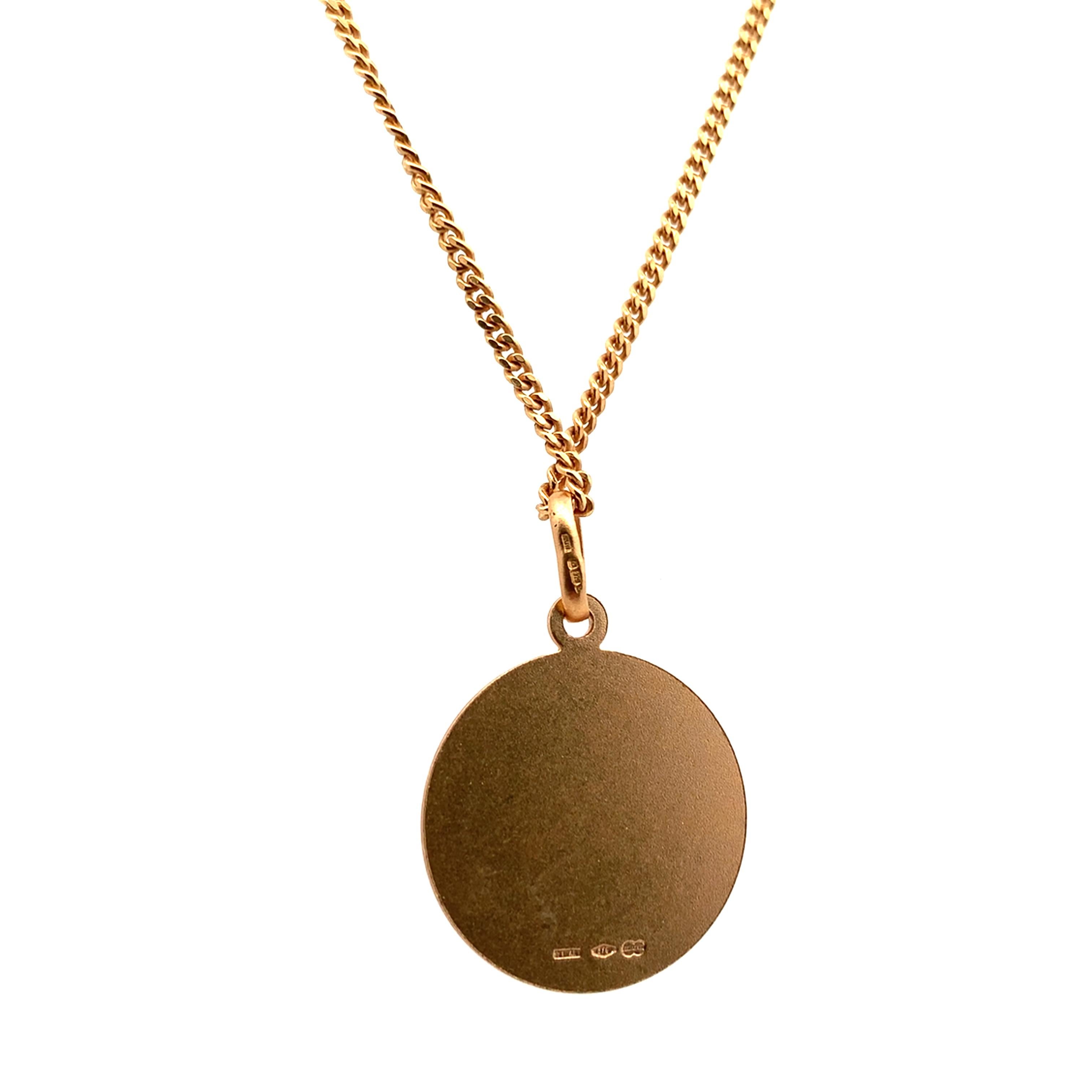 Yellow gold St. Christopher coin pendant necklace For Sale 3