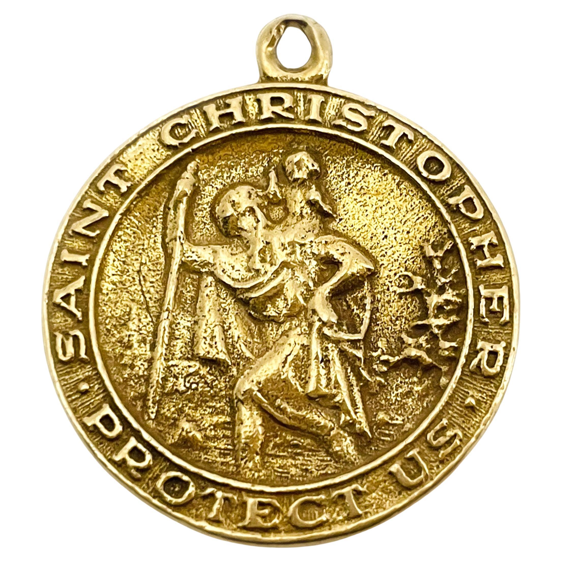 Yellow Gold St. Christopher Disk Pendant
