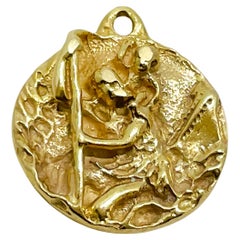 Yellow Gold St. Christopher Relief Disc Pendant