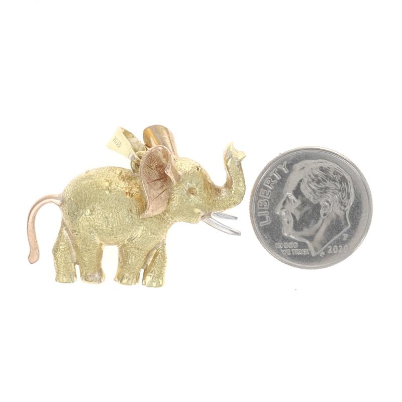 Yellow Gold Standing Elephant Pendant - 18k Pachyderm In Excellent Condition For Sale In Greensboro, NC
